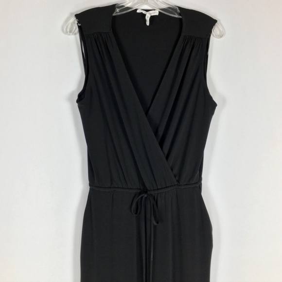 BCBG Generation Surplice Flowy Jersey Jumpsuit Open Back Waist Tie Black Size S - Picture 4 of 16